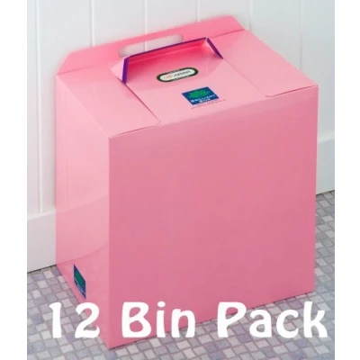 Image of Pink Disposable Sanitary Bins 12 Pack of Brilliant Bins: Award Winning, Low Cost, No Contracts