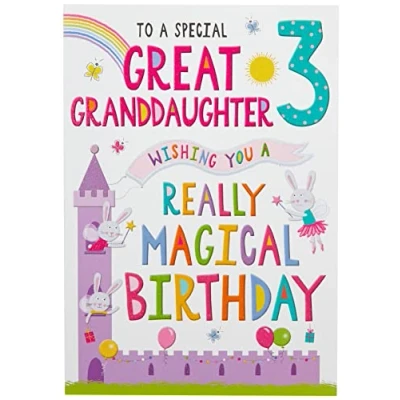 Image of Regal Publishing Juvenile Birthday Card Age 3 Great Granddaughter 9 x 6 inches