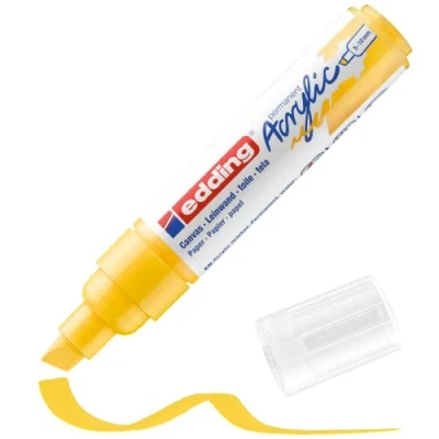 Image of edding 5000 acrylic marker broad yellow 1 waterproof paint chisel nib 5 10 mm pen for drawing on canvas, art paper and wood markers pebbles