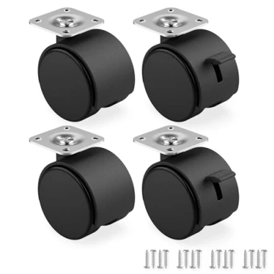 Image of RAVN HAMAN Set of 4 furniture castors 50 mm Transport with brake up to 30 kg per wheel Wheels for indoor Heavy duty Swivel low rolling resistance