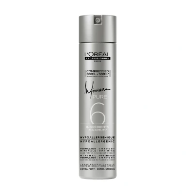 Image of L&#039;Oréal Professionnel, Infinium Pure Hairspray, Repositionable Strong Fixing Spray &amp; Ultra Fine Diffusion, Natural Shine Touch, Lightweight Hypoallergenic Formulation, Fragrance Free, 300 ml