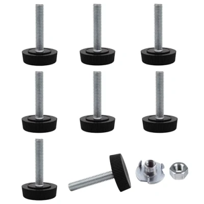 Image of SKIR&#039;CO 8 pcs, Furniture Leveling Feet M6 x 30 mm, Adjustable Round Legs 25 mm Diameter, Thread Leveler Foot (Nuts Included)