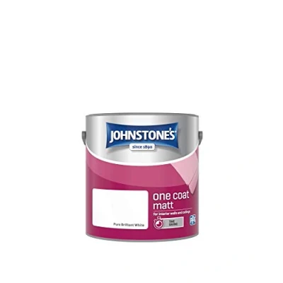 Image of Johnstone&#039;s One Coat Matt Emulsion Paint Pure Brilliant White 2.5L