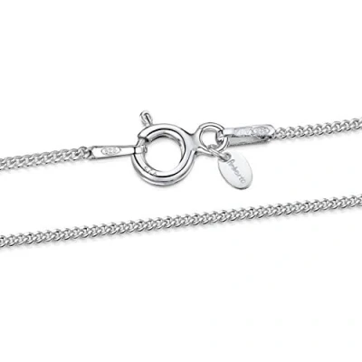 Image of Amberta 925 Sterling Silver 1.1 mm Curb Chain Necklace Size: 14 16 18 20 22 24 inch / 36 40 45 50 55 60 cm (20inch/50cm)