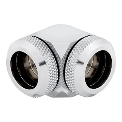 Image of Corsair Hydro X Series XF Hardline 90 Degree 14mm OD Fittings, Twin Pack (Solid Brass Durability, Quality Finish, Double O Ring Compression Design, Easy 12mm Diameter Tubing Fitting) Chrome