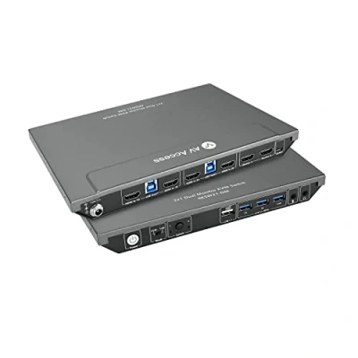 Image of AV Access KVM Switch Dual Monitor 2 Ports 4K@60Hz, 2K@144Hz, HDMI USB 3.0 Extended Display Monitors Computers, Ultra Wide Screen PC Keyboard Mouse Switcher, Hotkey Switch, Cables