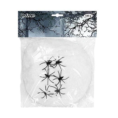 Image of Boland 74416 Decorative Cobwebs (100 g), White, M (100g, 6 Spiders)