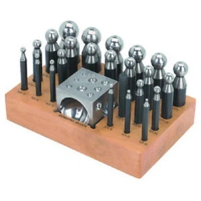 Image of 25 pc Doming Block and Punch Set Made of Steel Dapping in Stock Free P&amp;P