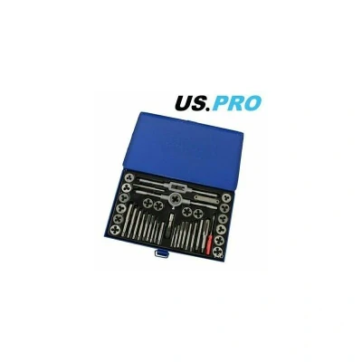 Image of US PRO 2620 40pc Metric Tap and Die Set Alloy Steel Pitch Gauge M3 M12, Blue
