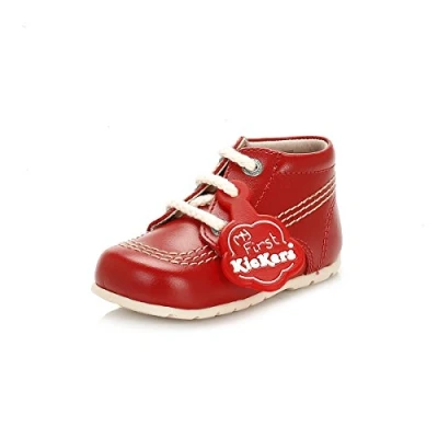 Image of Kickers Unisex Kids Kick Hi Boots, Red, 2 UK
