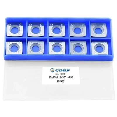 Image of CDBP 15mm Square with 2&quot;Radius Carbide Inserts Cutters 15x15x2.5mm R50 Replacement for Woodworking Fits SpiralHelical Planer Cutter Head Lathe Turning Tools, 10pcs