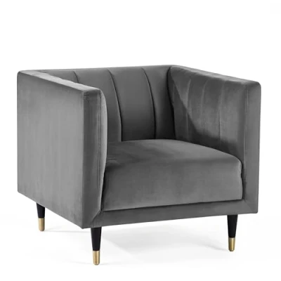 Image of Julian Bowen Salma Scalloped Back Chair Grey, One Size