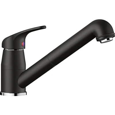 Image of Blanco 526153 Daras S black Kitchen Sink tap Made of Granite (Silgranit) with a Pull Out spout 526153, Hochdruck
