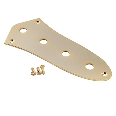 Image of Musiclily Pro Steel 4 Hole Jazz Bass Control Plate for JB Style Electric Bass, Gold