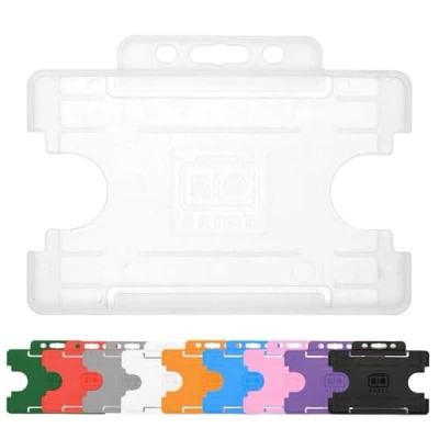 Image of 10x Clear Single Sided Rigid Slide in Open Faced ID Card Holders Horizontal/Landscape Identity Plastic Holder Holds a 86mm 54mm cr80 Credit Sized PCL Media ltd