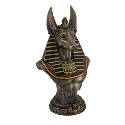 Image of Veronese Design Ancient Egyptian Jackal God Anubis Bronze Finished Bust Statue