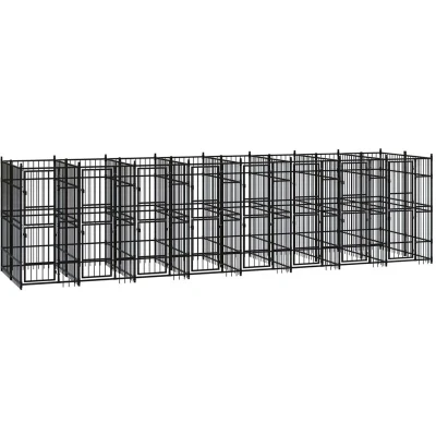 Image of vidaXL Outdoor Dog Kennel Steel 14.75 m²