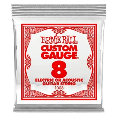 Image of Ernie Ball Nickel Plain Single Guitar String .008 Gauge 6 Pack
