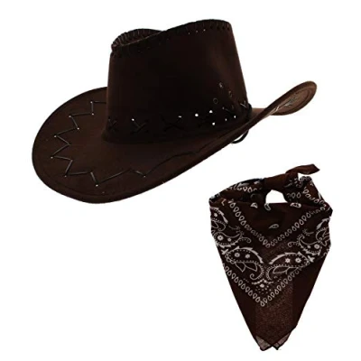 Image of Zac&#039;s Alter Ego Fancy Dress Unisex Cowboy Hat &amp; Bandana/Neckerchief Set