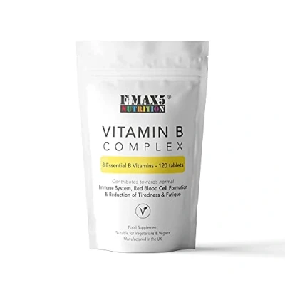 Image of Vitamin B Complex 120 tablets (4 month supply) Contains all Eight Vitamins in 1 Tablet, B1, B2, B3, B5, B6, B12, Biotin &amp; Folic Acid by Fmax5 Supplements