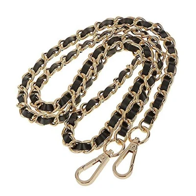 Image of CAREOR Replacement Adjustable Leather Shoulder Strap with Metal Swivel Hooks for Crossbody Bag Briefcase Messenger Purse Making 1CM Width (Chain Gold)