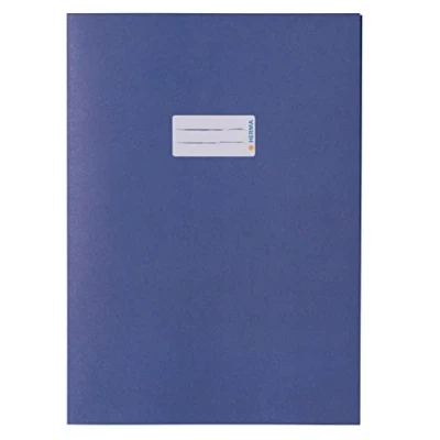 Image of HERMA Paper Exercise Book Cover A4, with Inscription Field, Made of 100% Recycled Paper, Slip on Jackets for School, Blue