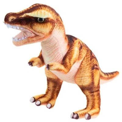 Image of VFM Realistic T Rex 12&quot; Plush Dinosaur Highly Detailed Super Soft Orange Fabric Stuffed Animal Tyrannosaurus Dino Cuddly Toy Natural History Toys For Kids