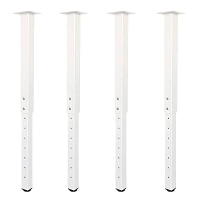 Image of QLLY Adjustable Square Table Leg, 24 40 inch, 60 100cm, Home Office Custom DIY Legs, Furniture Leg Set (4, White)