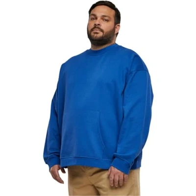 Image of Urban Classics BOXY Pocket CREW Sweatshirt, Men&#039;s, Size: Small, Royal