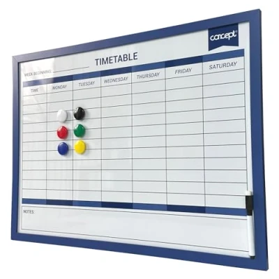 Image of Magnetic Whiteboard Weekly Planner with Pen Dry Wipe Writing Surface, 60 x 45cm (WxH)