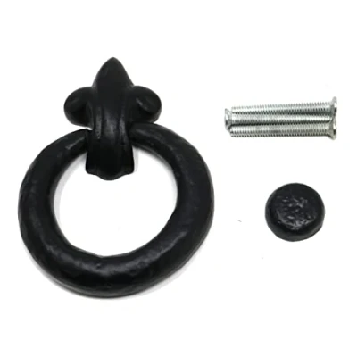 Image of fiXte Heavy Duty Antique Black Ring Style Door Knocker with Fixings 125mm