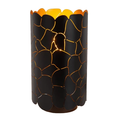 Image of Lucide Almelo table lamp, black/gold, Ø 15 cm, metal