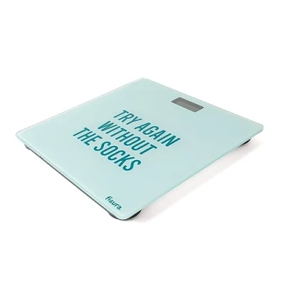 Image of Fisura Digital bathroom scale &quot;try again&quot;. Glass scales. Electronic scales up to 180 kg and 50 g accuracy, Step On technology. 30 x cm