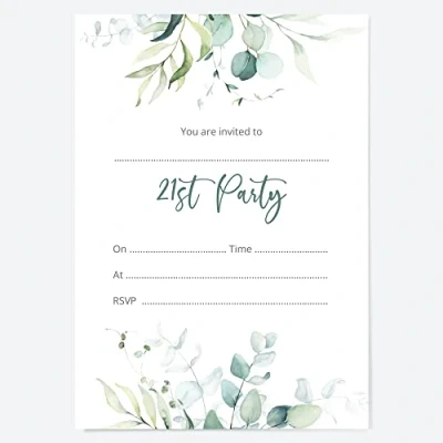 Image of Dotty about Paper 21st Birthday Invitations Eucalyptus Bouquet Pack of 10 (26 0070)