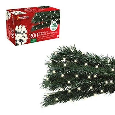Image of Christmas Workshop 200 LED Chaser Plug In Timer Lights Warm White