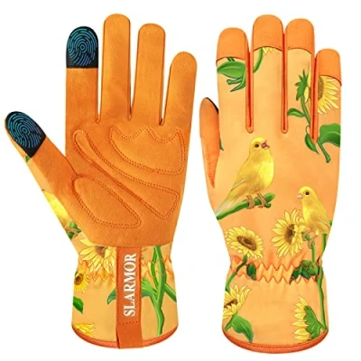 Image of Gardening Gloves for Women,Ladies with Touchscreen Finger,Gardening Gauntlets Women,Microfiber Leather Women Yard, Garden, Cleaning, Camping, Landscaping