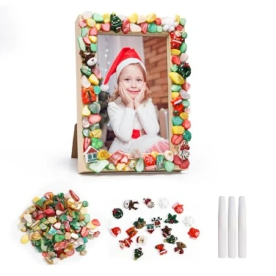 Image of DKINY Christmas Arts and Crafts for Kids Age 6+ Decorate Your Own Mosaic Photo Frame Craft Kits Creative Gifts Birthday Presents 7 8 9 10 11 12 Year Old Girls Boys