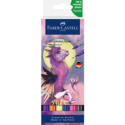 Image of Faber Castell Creative Studio Goldfaber Aqua Dual Marker, Fantasy, Wallet Of 4, For Art, Craft, Drawing, Sketching, Home, School, University, Colouring
