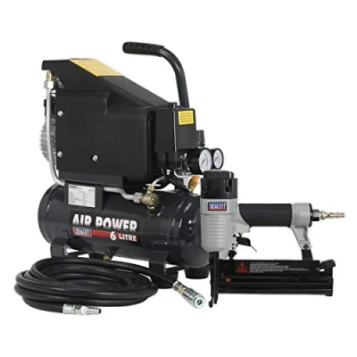 Image of Sealey Air Nail/Staple Gun Kit including Compressor, Hose &amp; Nailer/Stapler