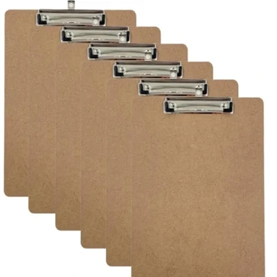 Image of Clipboards A4 Pack of 6 Wooden Low Profile Perfect for Office,School, Home Clip Board (6X Clipboards)