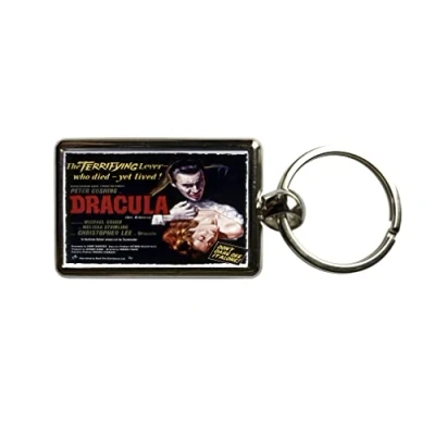 Image of Super Universe Hammer Horror Dracula Movie Poster Metal Keyring 3 x 4.5 cm