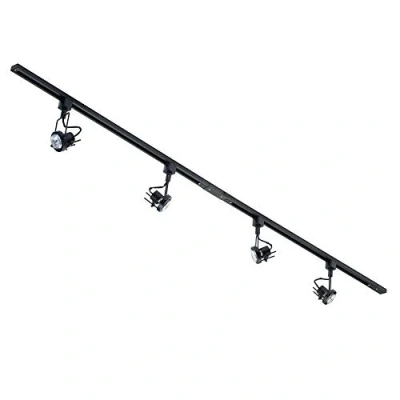 Image of Litecraft Kitchen Track Light with Greenwich Fixture &amp; GU10 LED Bulbs (Black, 2M 4 Light)