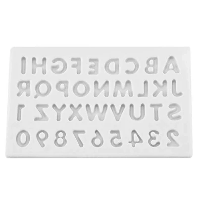 Image of TOPINCN Silicone Letter Mold, Number Mold DIY Alphabet Candy Cake Fondant Chocolate Molds Non Stick Birthday Decorating Tool (Gray)