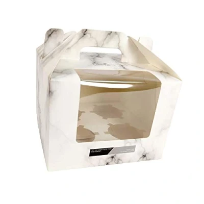 Image of [10 Boxes] Extra Large 4 Hole Marble Cupcake Carrier Boxes Clearance Prices! 5 INCH Tall!
