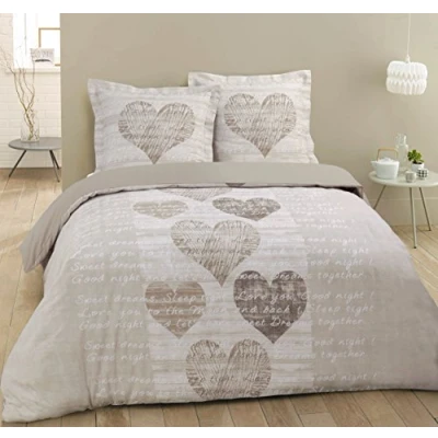 Image of Vision Duvet Cover and 2 Matching Pillowcases, Cotton, Beige, 200 x 200cm