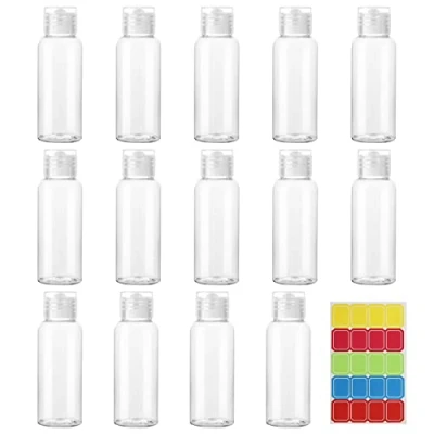 Image of MOSTFUN 14PCS 50ml Clear Travel Bottles Empty Transparent Flip Cap Plastic with Labels for or Cosmetic