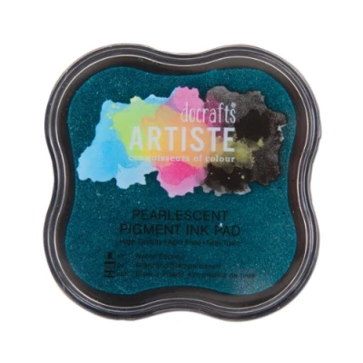 Image of Artiste Pigment Pearlescent Aqua Ink Pad for Stamping, Embossing Powders, Crafting Supplies, Highly Pigmented, Use with Clear Stamps, Rubber Pads are Safe Non Toxic Acid Free
