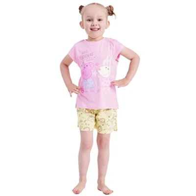 Image of Girls Short Peppa Pig Pyjamas Nightwear (Peppa Shorty Best Friends, 5 6 Years)