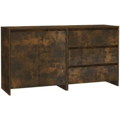 Image of vidaXL 2 Piece Sideboard Smoked Oak Engineered Wood