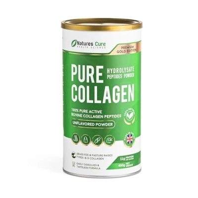 Image of Premium Hydrolyzed Collagen Powder Unflavored Kosher and Halal Certified Supplement for Joint Health 450g Can of Bovine Hides Peptides